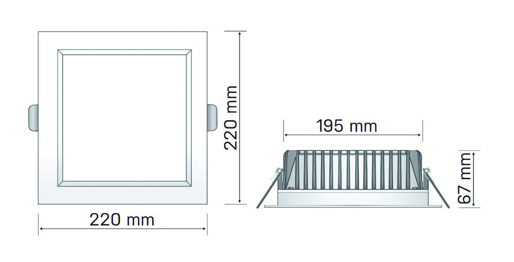 Other view of HANECO LIGHTING Haneco - Aurora - Down Light LED - Fixed Square Frosted - 28W 3000K IP40 - 220X220MM - White - SQ220A01 - 2000059