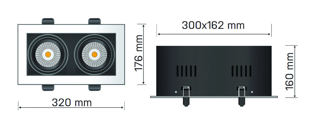 Other view of HANECO LIGHTING Haneco - XBOX - LED 30W - Rectangle Double Adjust DownLight -White - 3000K 300x162mm C/O - D30W320*176RE3KW - 2000531