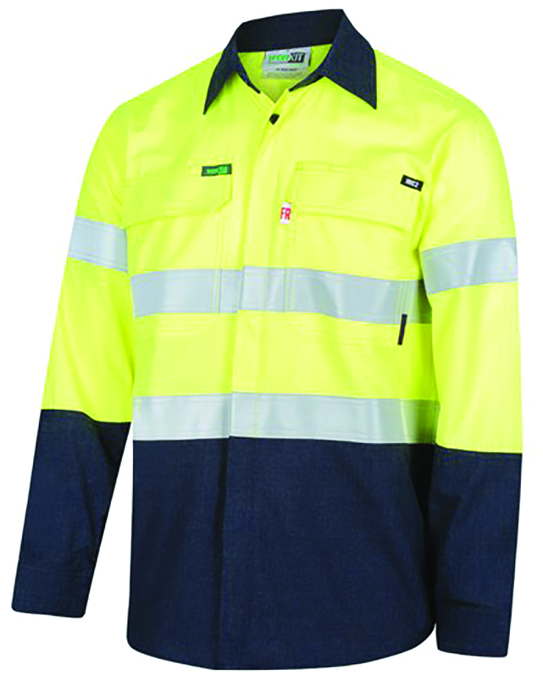 Other view of Paramount Safety Products 2834 Shirt - Men's Flarex Ripstop - PPE2 FR Inherent 197gsm Taped Long Sleeve - Yellow/Navy - L