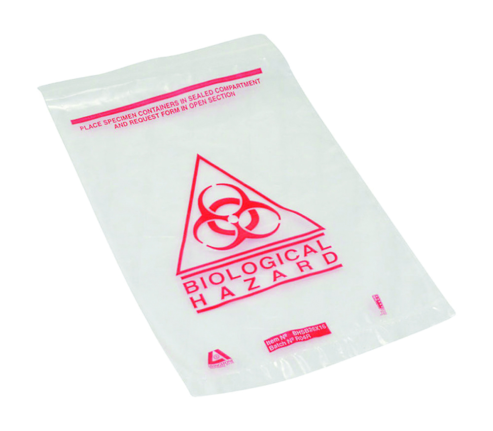 Other view of 99236 Bags - Biohazard Waste - Clear Plastic - Single - with Black/Gold Writing - 260 x 160mm