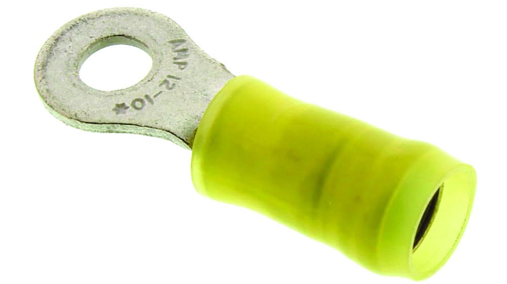 Other view of TE Connectivity 320568 - PIDG Insulated Ring Terminal - M4 Stud Size, 2.6mm² to 6.6mm² Wire Size - Yellow