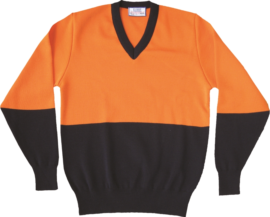 Other view of Men's Pullover – Wool – Orange/Navy – 16 – 06003 – Elegant Knitting